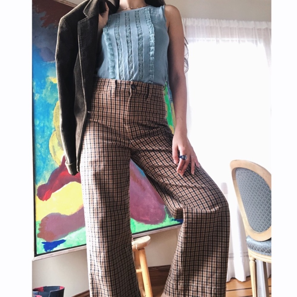 Slim Emmett Wide-Leg Crop Pants in Check